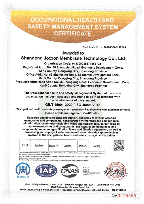 Occupational Health and Safety Management System Certificate