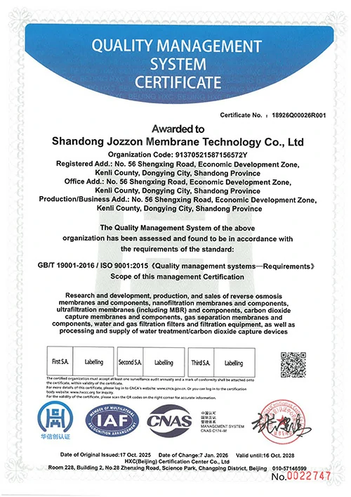 Quality Management System Certificate